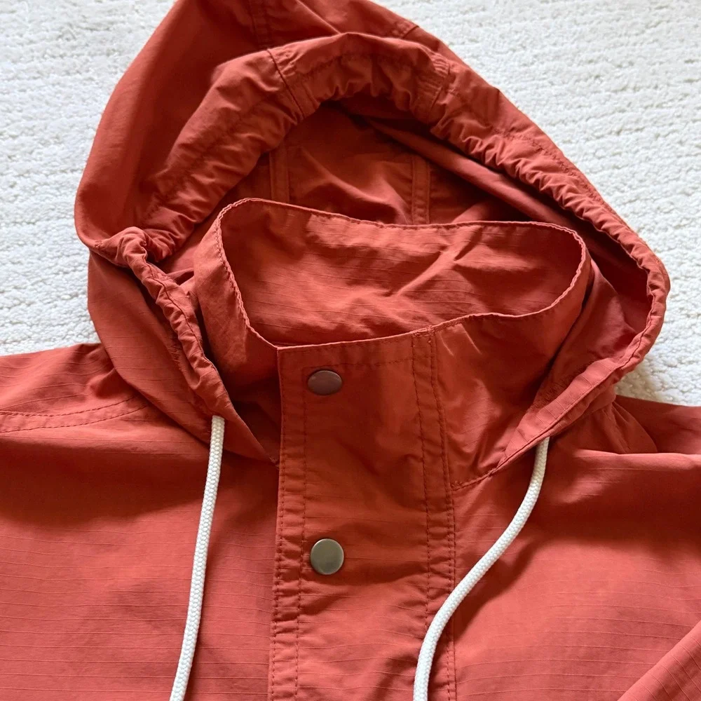 Goodfellow Burnt Orange Water Resistant Hooded Windbreaker Jacket M Outdoor Fall